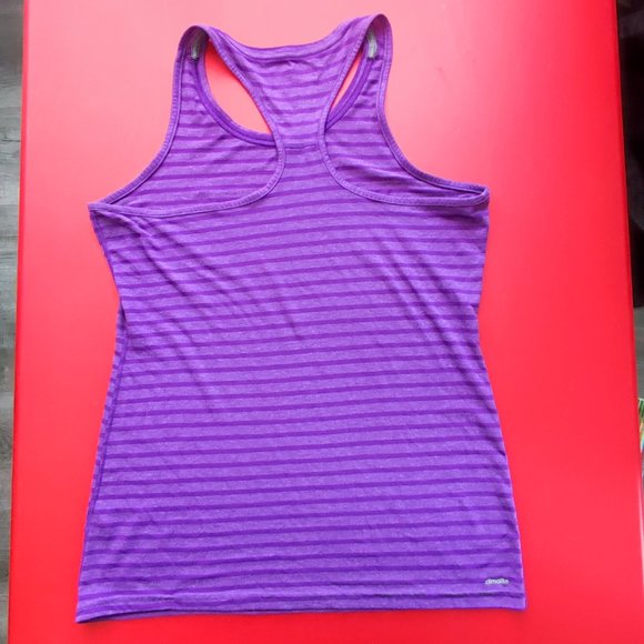 Adidas Ultimate Tee athletic tank top purple stripe women's size M - Picture 3 of 6